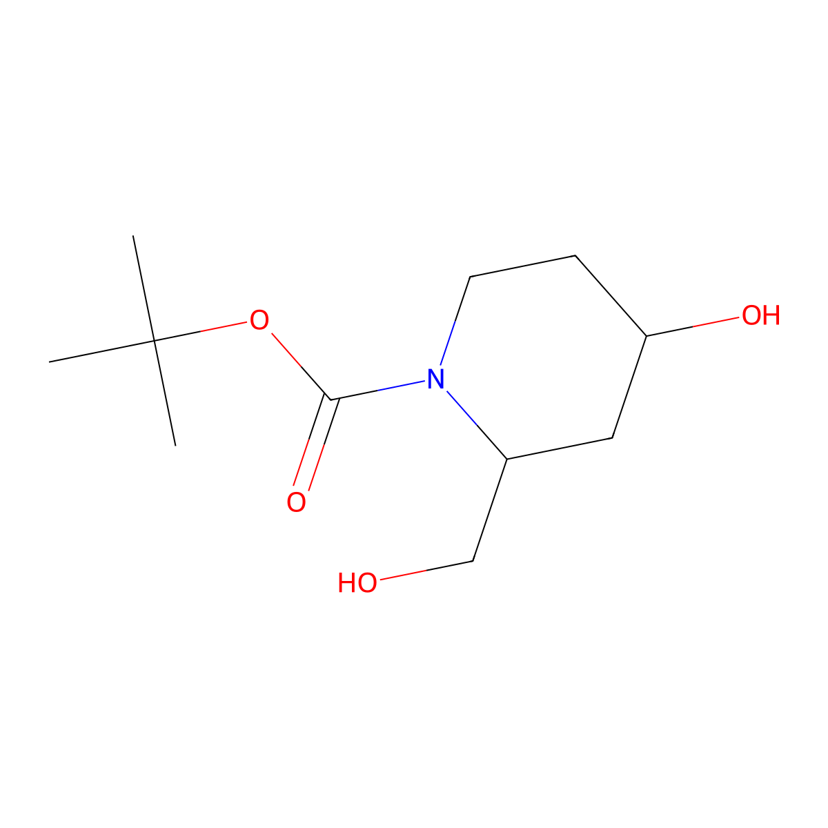 1-N-Boc-(2R,4S)-4-hydroxy-2-(hydroxymethyl) piperidine molecular structure, CAS 1029429-62-6