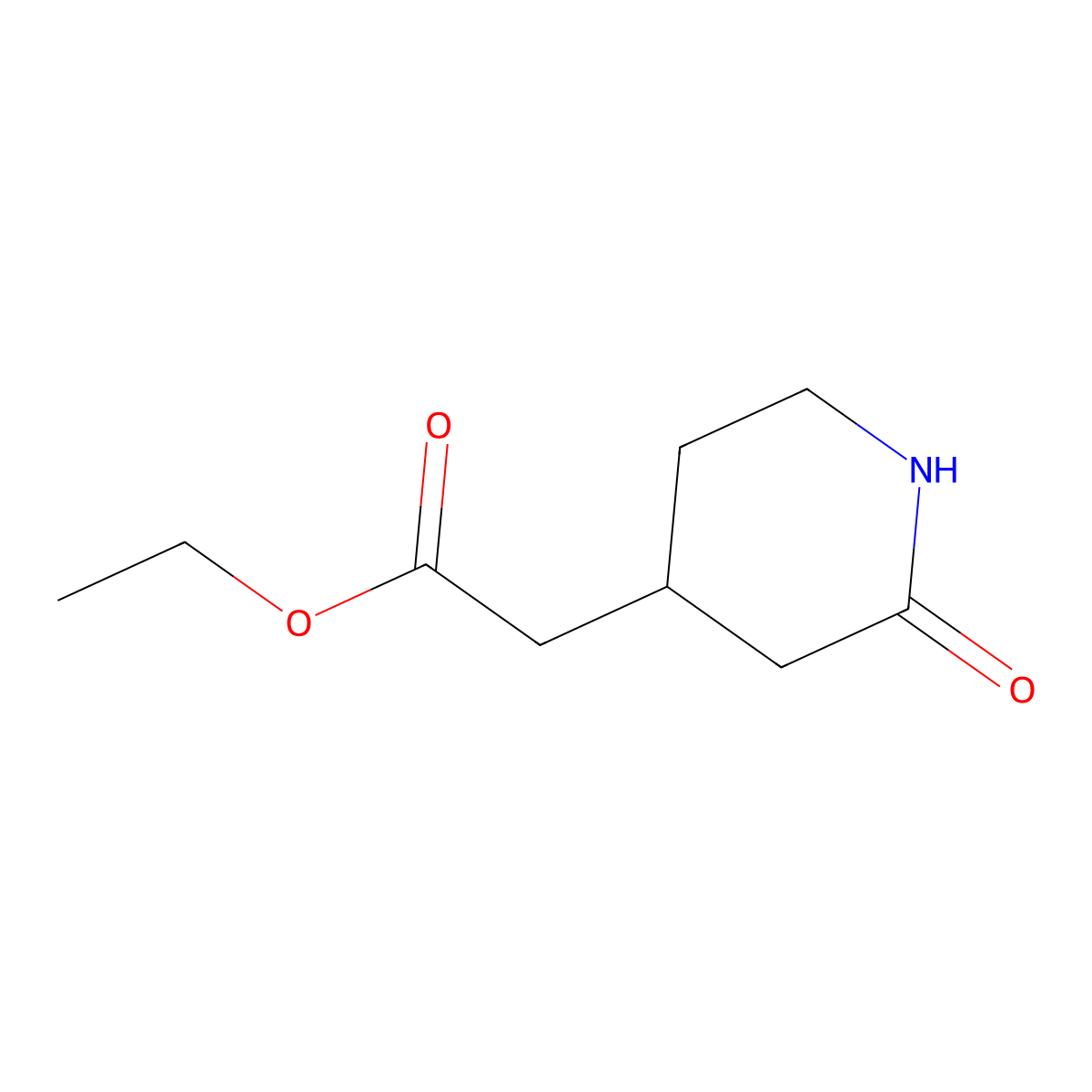 Ethyl 2-(2-oxopiperidin-4-yl)acetate molecular structure, CAS 102943-18-0