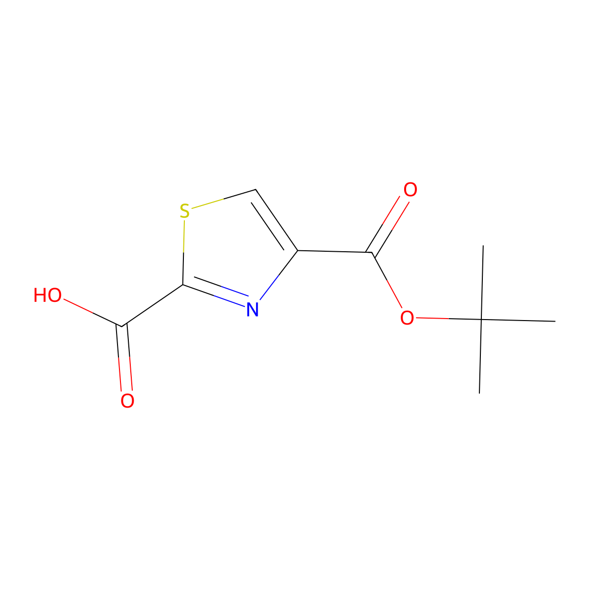 4-(Tert-butoxycarbonyl)thiazole-2-carboxylic acid molecular structure, CAS 1029432-03-8