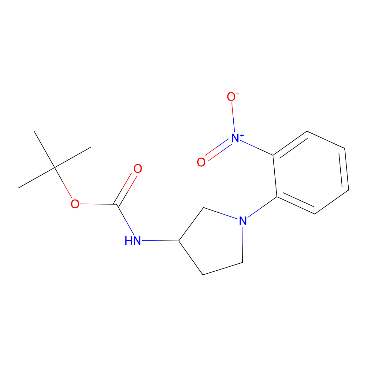 (R)-tert-Butyl 1-(2-nitrophenyl)pyrrolidine-3-ylcarbamate molecular structure, CAS 1029432-34-5