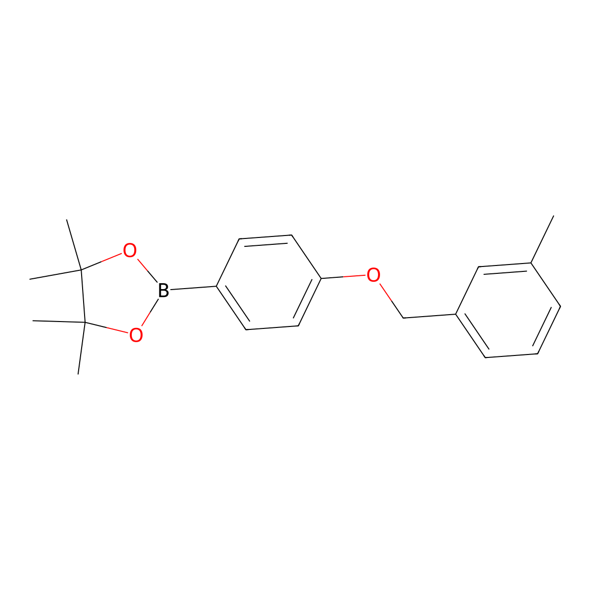 1,3,2-Dioxaborolane, 4,4,5,5-tetramethyl-2-[4-[(3-methylphenyl)methoxy]phenyl]- molecular structure, CAS 1029439-14-2
