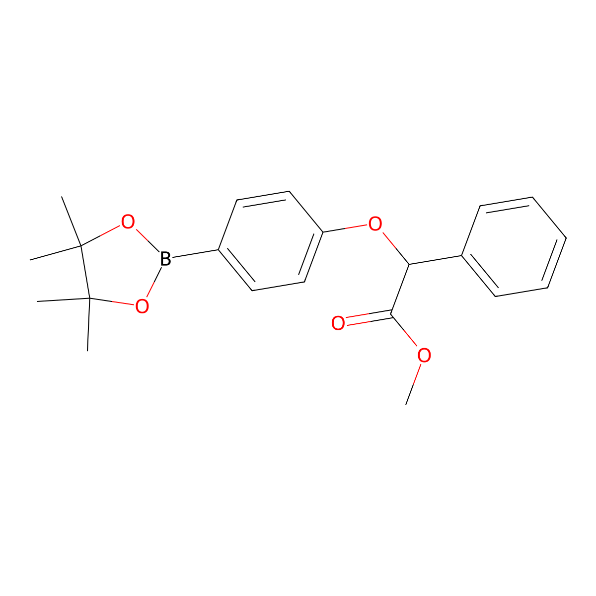 Phenyl-[4-(4,4,5,5-tetramethyl-[1,3,2]dioxaborolan-2-yl)-phenoxy]-acetic acid methyl ester molecular structure, CAS 1029439-20-0