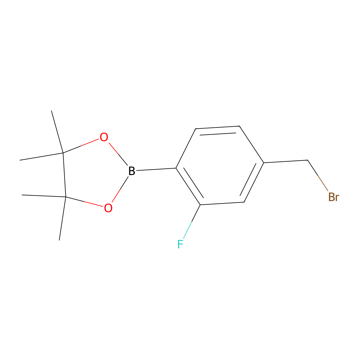 2-(4-(Bromomethyl)-2-fluorophenyl)-4,4,5,5-tetramethyl-1,3,2-dioxaborolane molecular structure, CAS 1029439-49-3