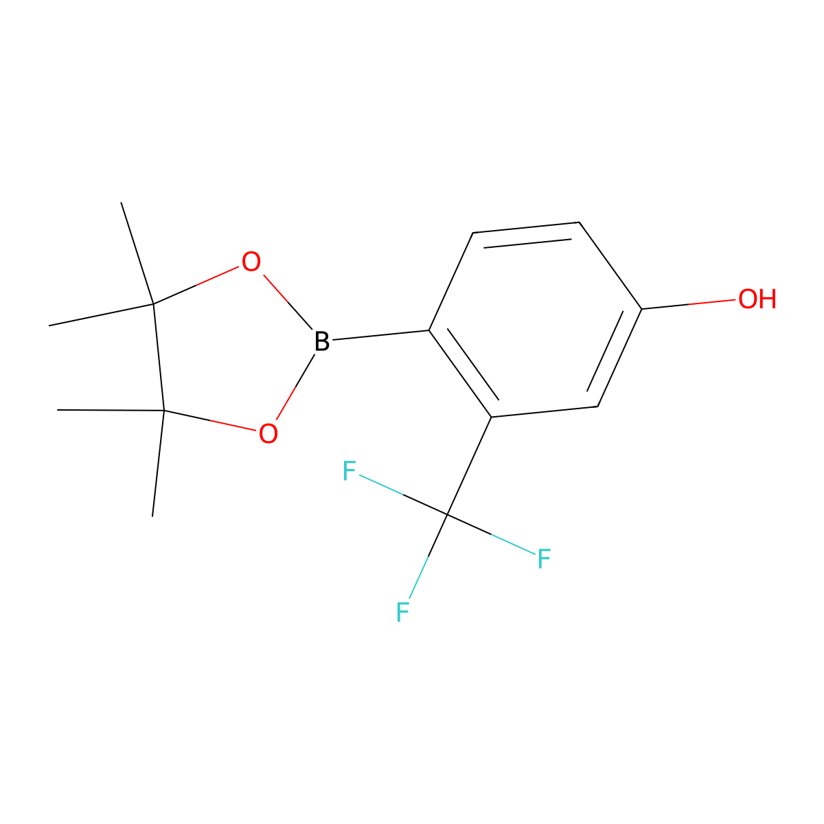 4-(4,4,5,5-Tetramethyl-1,3,2-dioxaborolan-2-yl)-3-(trifluoromethyl)phenol molecular structure, CAS 1029439-76-6