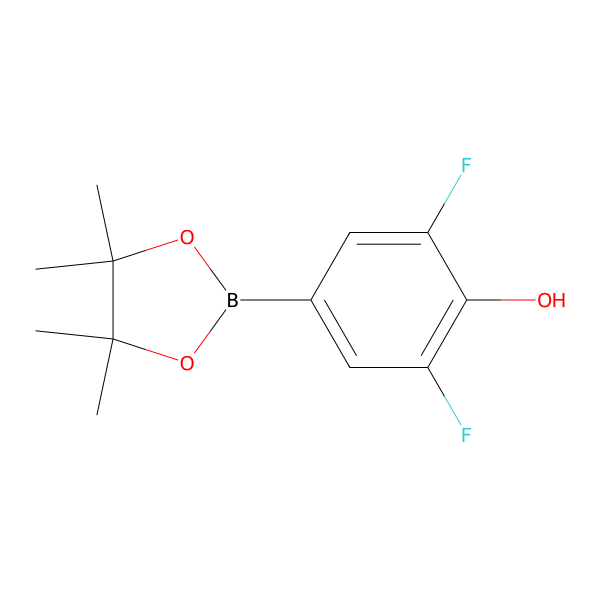 2,6-Difluoro-4-(4,4,5,5-tetramethyl-1,3,2-dioxaborolan-2-yl)phenol molecular structure, CAS 1029439-83-5