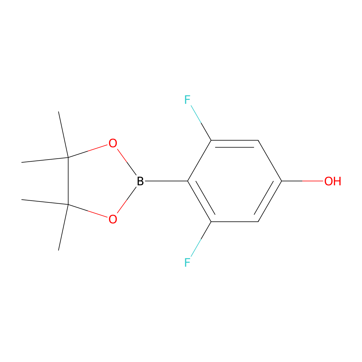 3,5-Difluoro-4-(4,4,5,5-tetramethyl-1,3,2-dioxaborolan-2-YL)phenol molecular structure, CAS 1029439-87-9