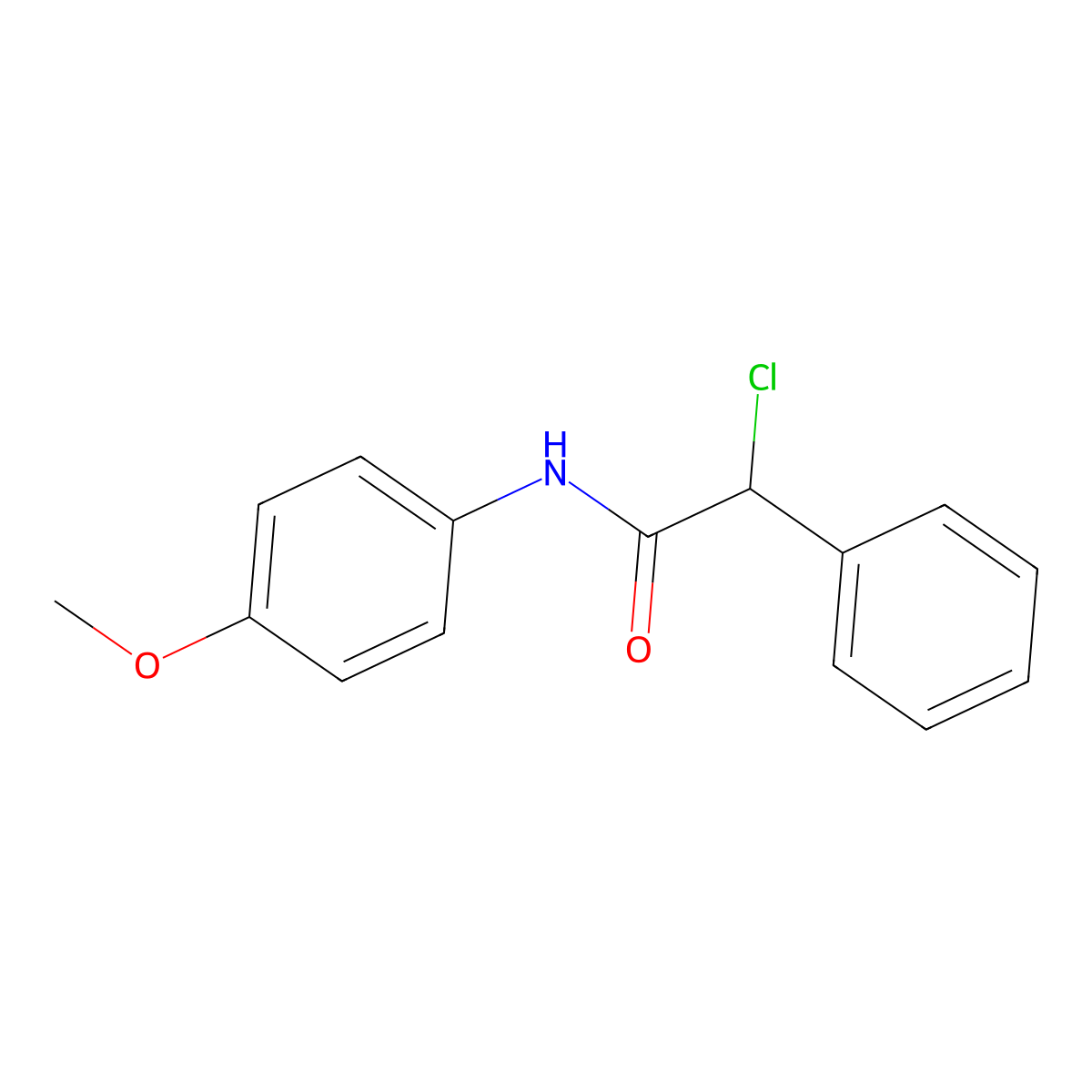 2-chloro-N-(4-methoxyphenyl)-2-phenylacetamide molecular structure, CAS 10295-48-4