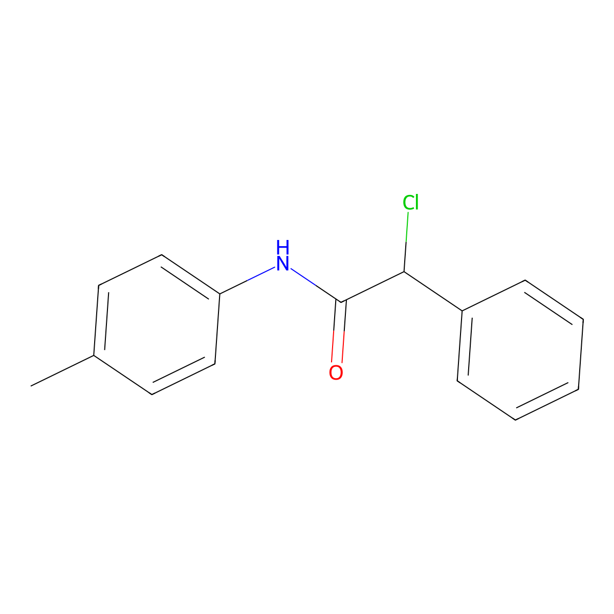 2-chloro-N-(4-methylphenyl)-2-phenylacetamide molecular structure, CAS 10295-50-8