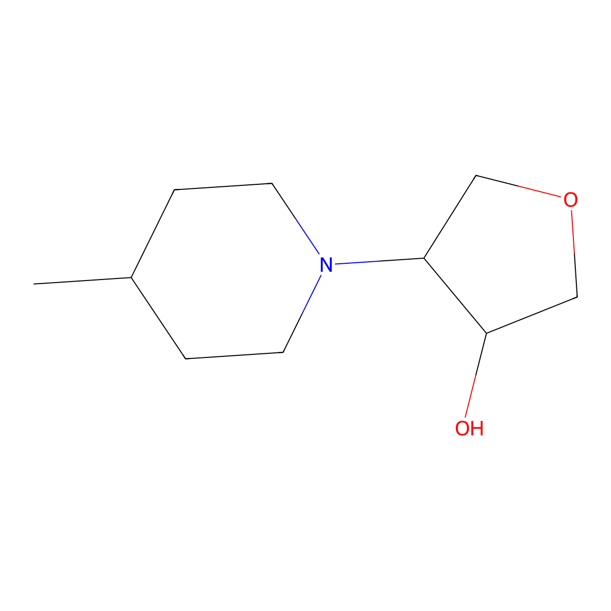 4-(4-Methylpiperidin-1-yl)oxolan-3-ol molecular structure, CAS 10295-98-4