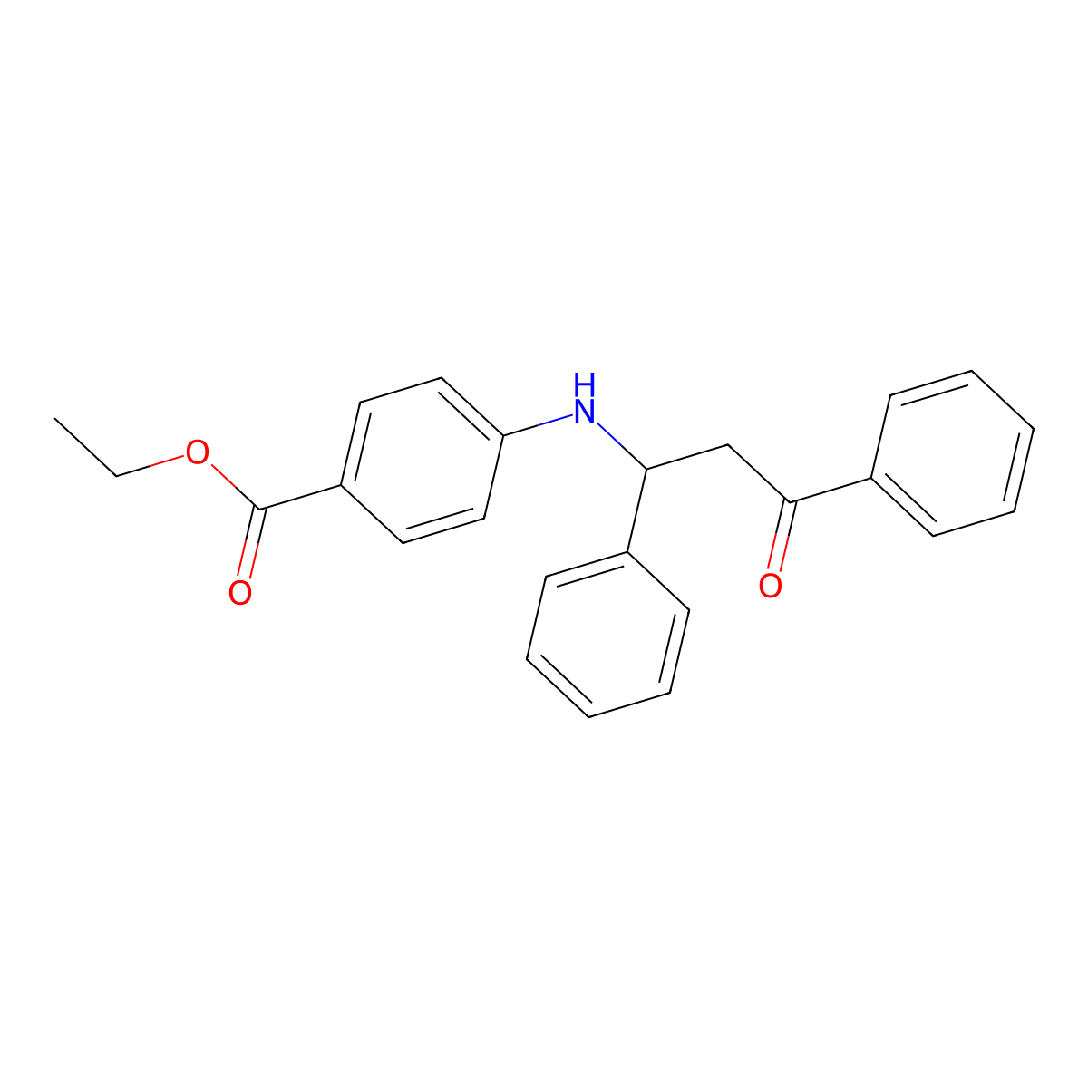 Benzoic acid, 4-[(3-oxo-1,3-diphenylpropyl)amino]-, ethyl ester molecular structure, CAS 102951-07-5