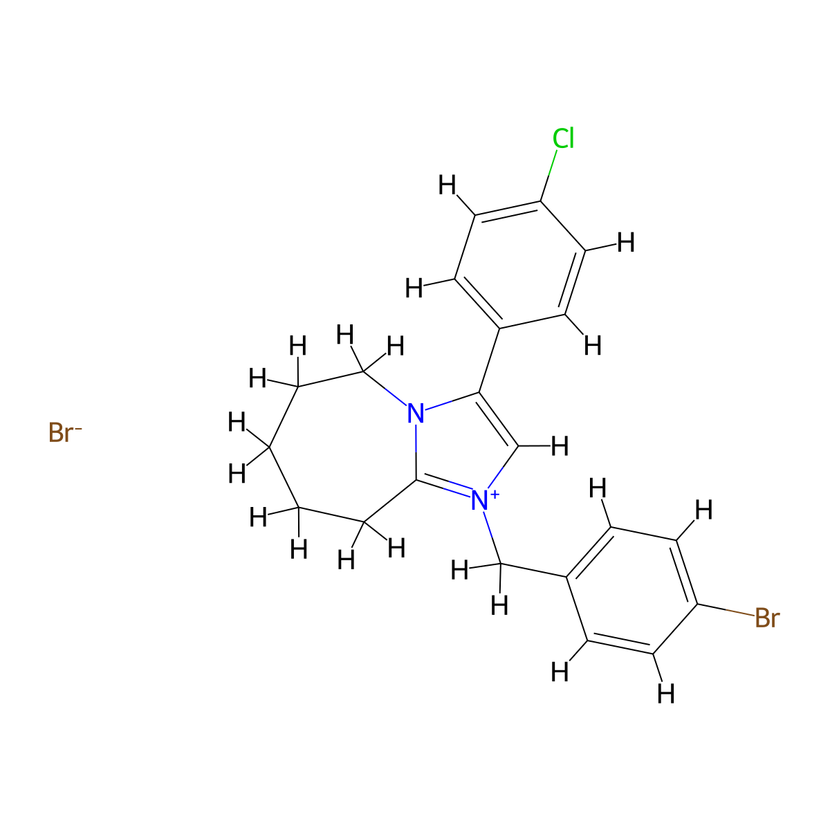 1-(4-Bromo-benzyl)-3-(4-chloro-phenyl)-6,7,8,9-tetrahydro-5H-imidazo[1,2-a]azepin-1-ium molecular structure, CAS 1029538-77-9