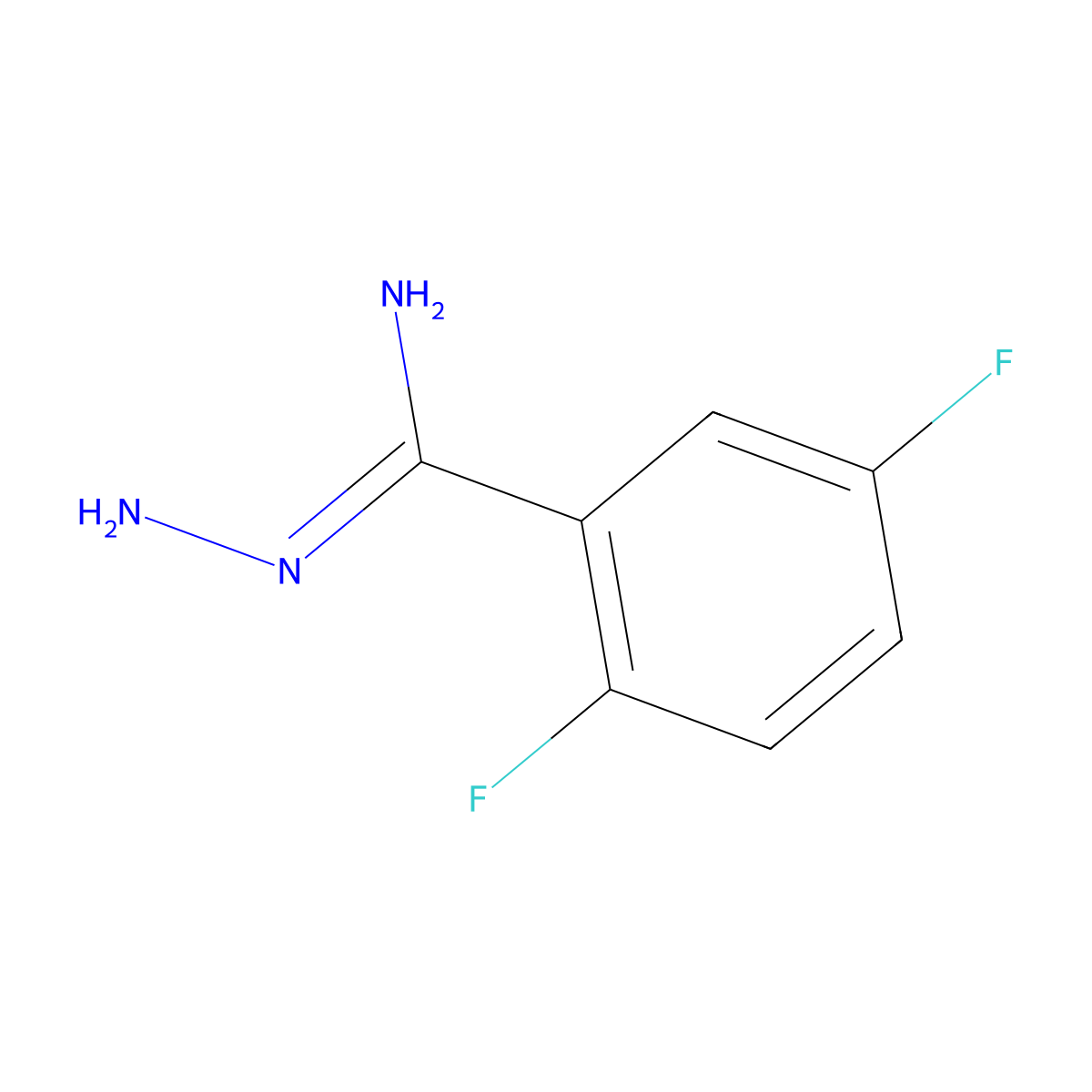 N-amino-2,5-difluorobenzene-1-carboximidamide molecular structure, CAS 1029623-73-1