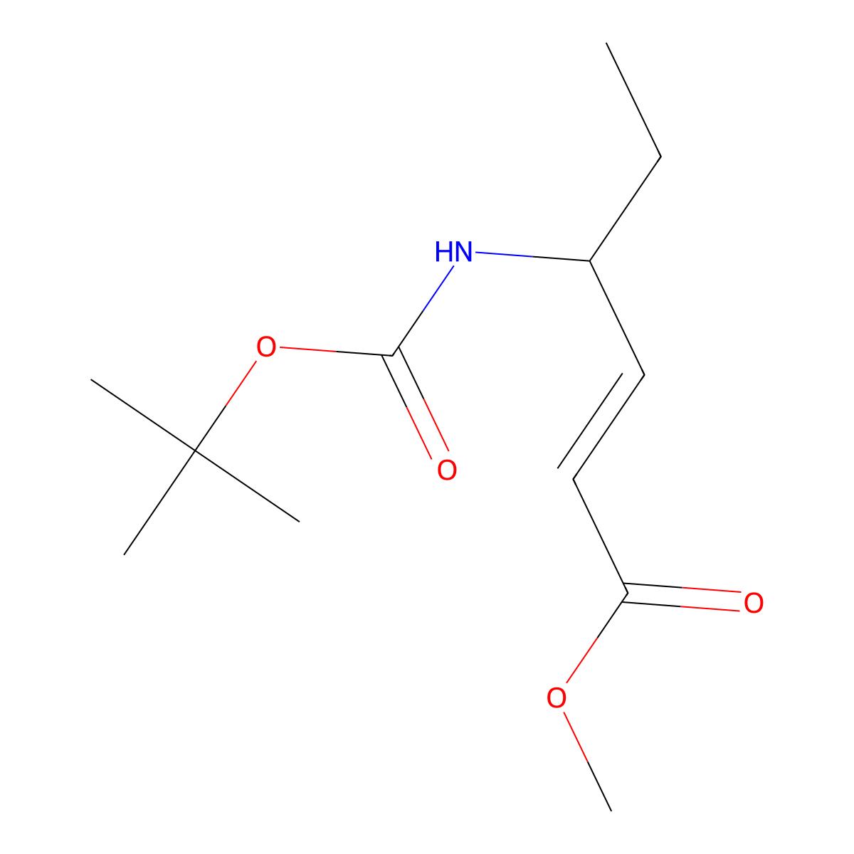 methyl (2E,4S)-4-({[(1,1-dimethylethyl)oxy]carbonyl}amino)-2-hexenoate molecular structure, CAS 1029628-13-4