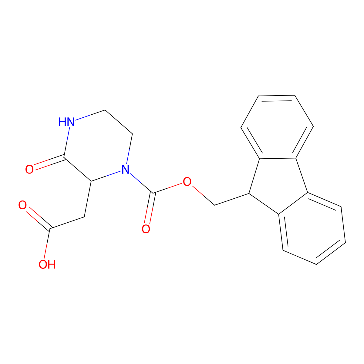 (R,S)-4-Fmoc-3-carboxymethyl-piperazin-2-one molecular structure, CAS 1029630-75-8