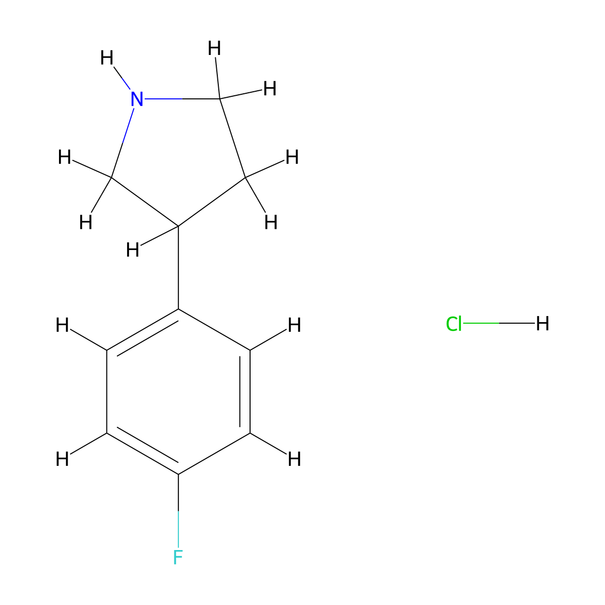 3-(4-Fluorophenyl)pyrrolidine hydrochloride molecular structure, CAS 1029636-03-0