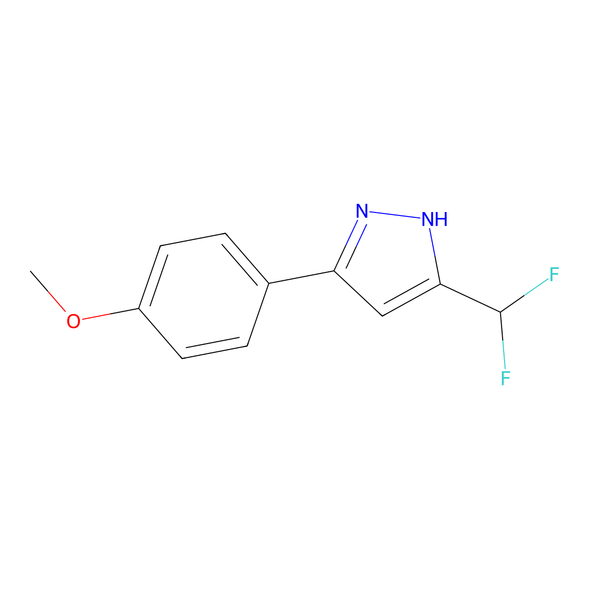 3-Difluoromethyl-5-(4-methoxyphenyl)pyrazole molecular structure, CAS 1029636-42-7