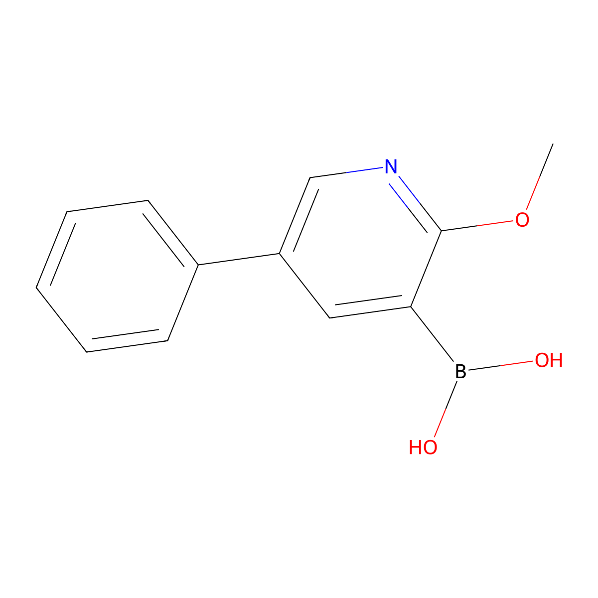 (2-Methoxy-5-phenylpyridin-3-yl)boronic acid molecular structure, CAS 1029654-23-6
