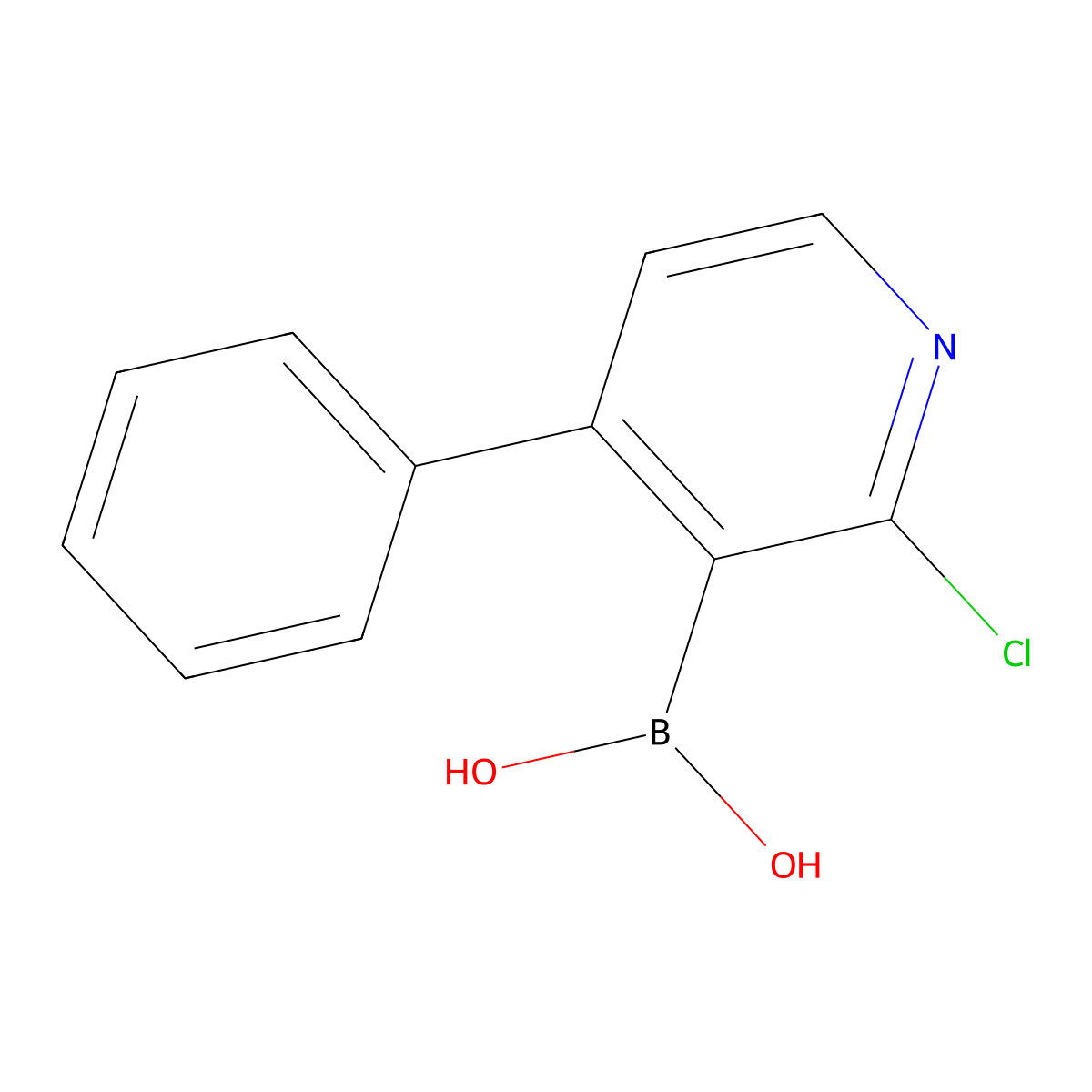 (2-Chloro-4-phenylpyridin-3-yl)boronic acid molecular structure, CAS 1029654-25-8