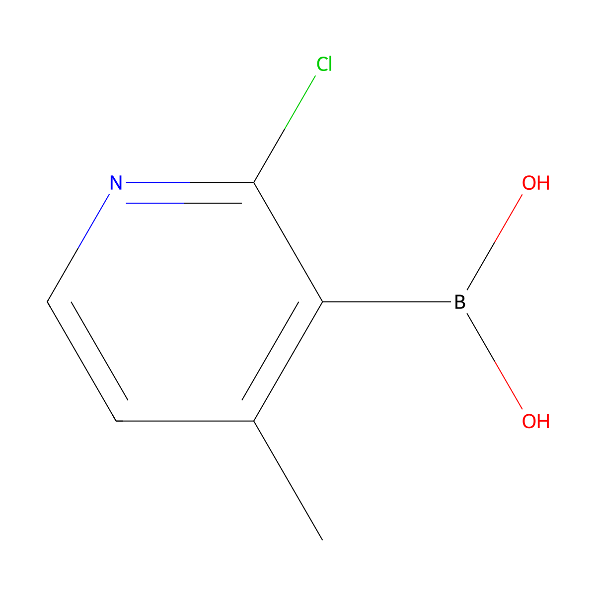 2-Chloro-4-methylpyridine-3-boronic acid molecular structure, CAS 1029654-29-2