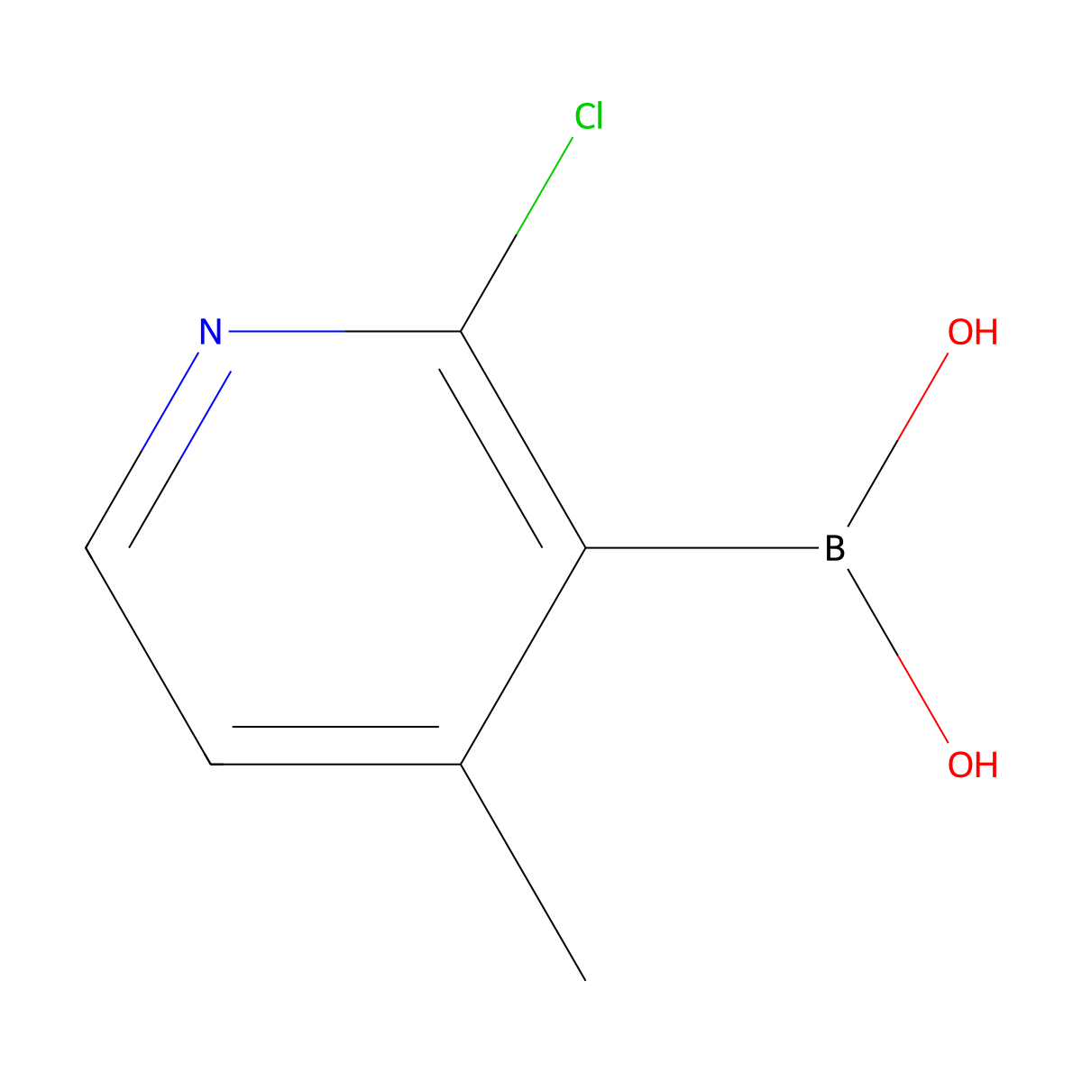 2-Chloro-4-methylpyridine-3-boronic acid molecular structure, CAS 1029654-29-2
