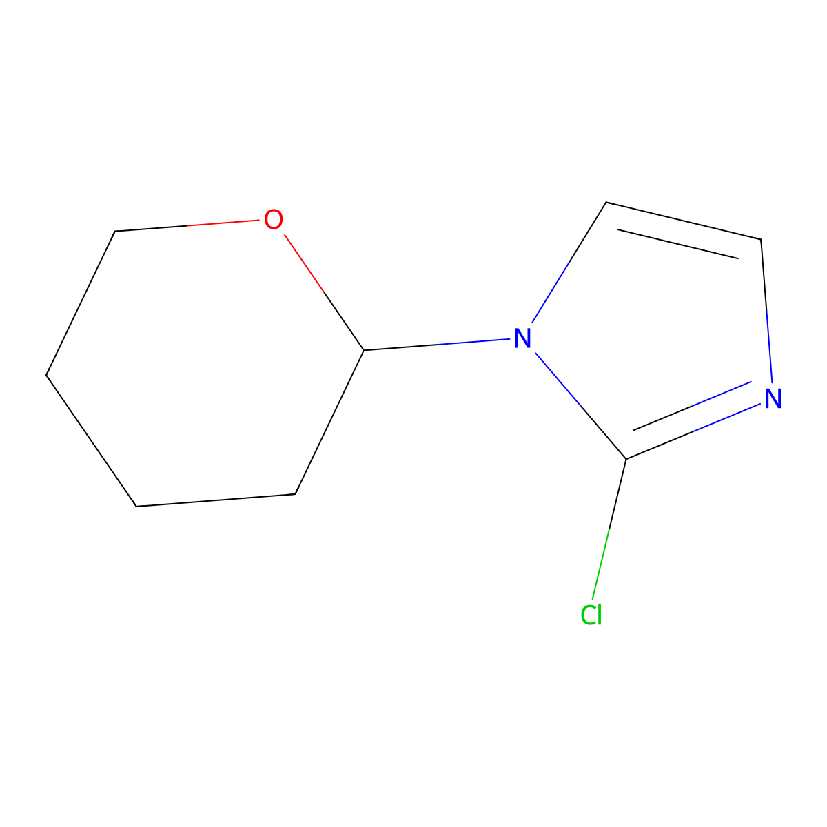 2-Chloro-1-(tetrahydro-2H-pyran-2-YL)-1H-imidazole molecular structure, CAS 1029684-35-2