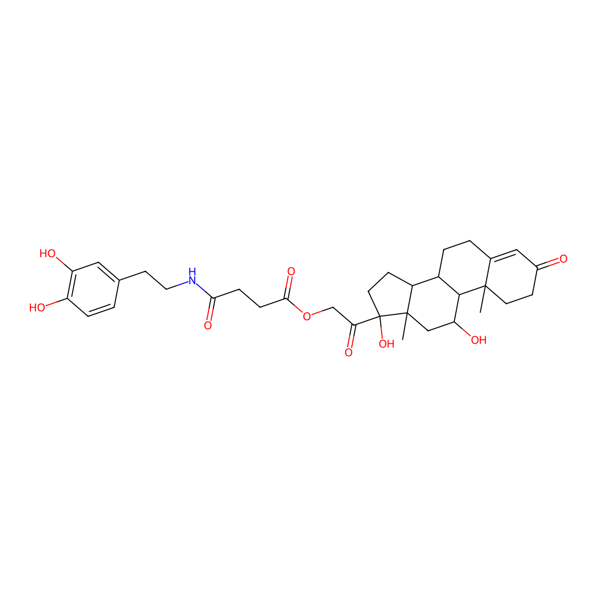 [2-[(8S,9S,10R,11S,13S,14S,17R)-11,17-dihydroxy-10,13-dimethyl-3-oxo-2,6,7,8,9,11,12,14,15,16-decahydro-1H-cyclopenta[a]phenanthren-17-yl]-2-oxoethyl] 4-[2-(3,4-dihydroxyphenyl)ethylamino]-4-oxobutanoate molecular structure, CAS 1029688-48-9