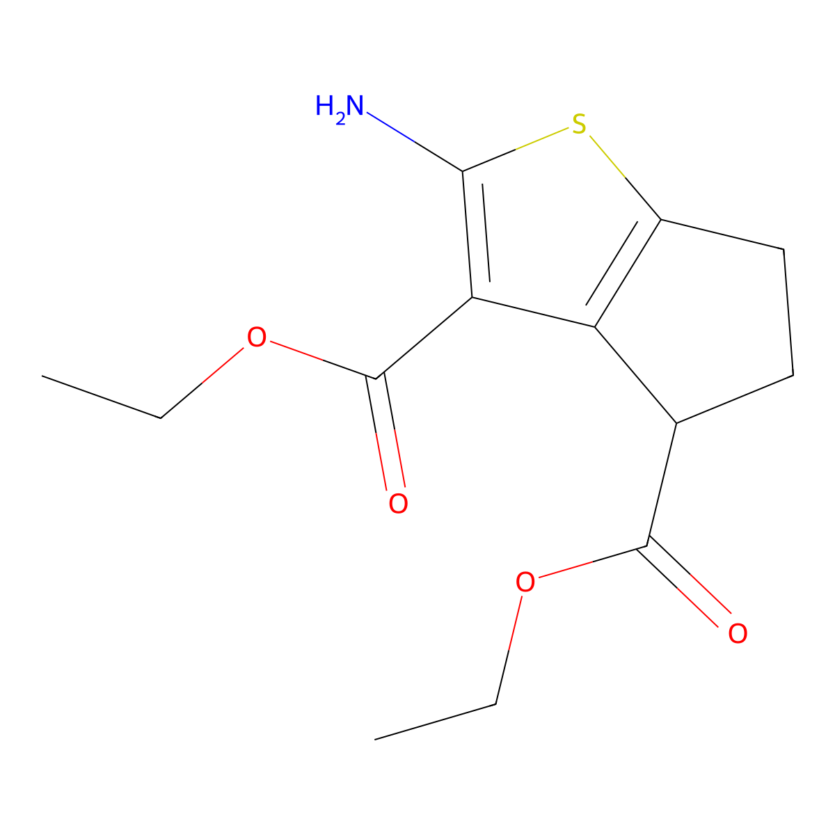 Diethyl 2-amino-5,6-dihydro-4H-cyclopenta[b]thiophene-3,4-dicarboxylate molecular structure, CAS 1029689-54-0