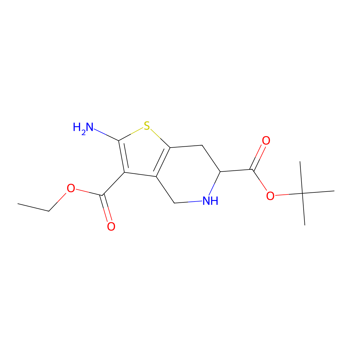 Ethyl 2-amino-6-boc-4,7-dihydro-5H-thieno[3,2-C]pyridine-3-carboxylate molecular structure, CAS 1029689-67-5