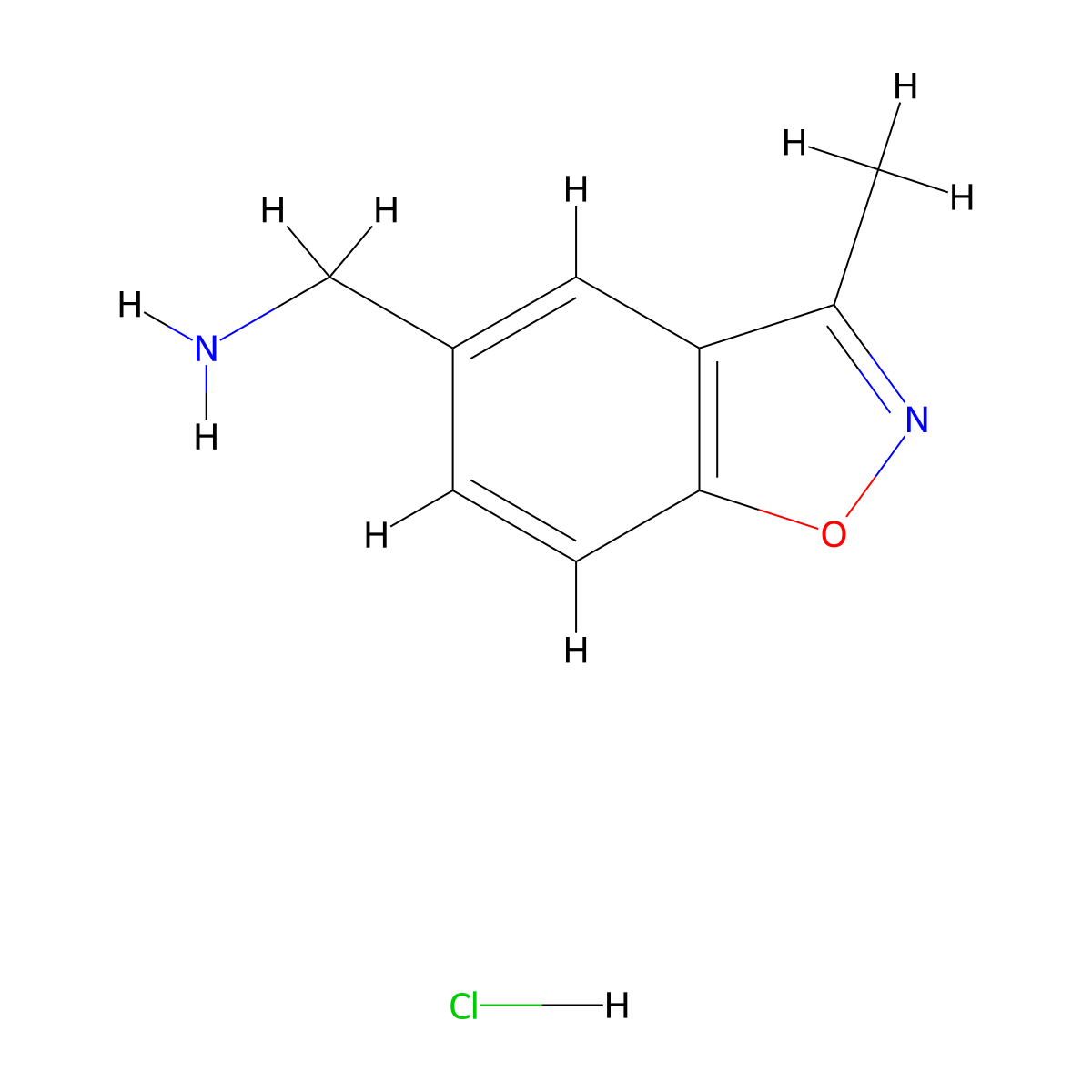 (3-Methylbenzo[d]isoxazol-5-yl)methanamine hydrochloride molecular structure, CAS 1029689-79-9