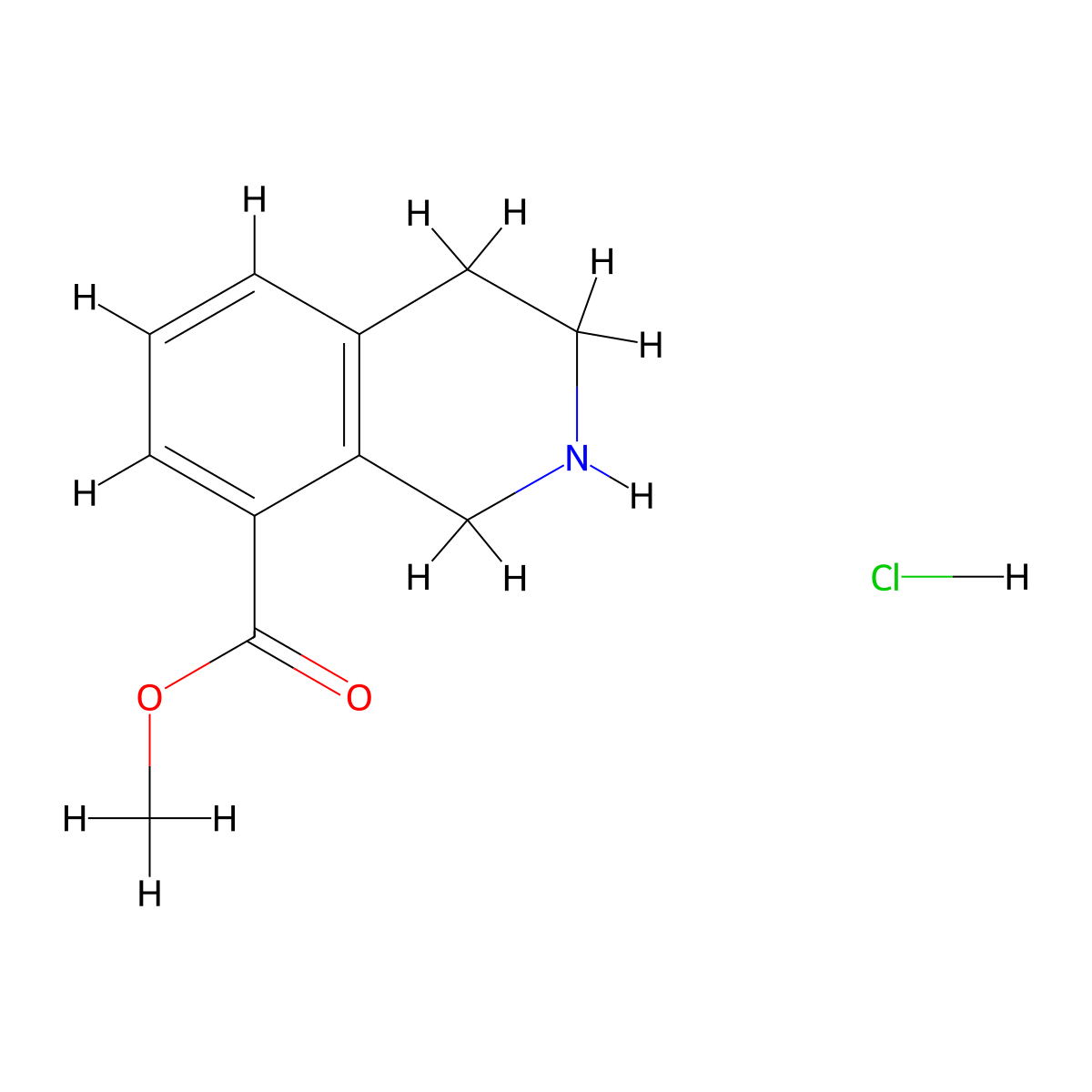 Methyl 1,2,3,4-tetrahydroisoquinoline-8-carboxylate hydrochloride molecular structure, CAS 1029689-82-4
