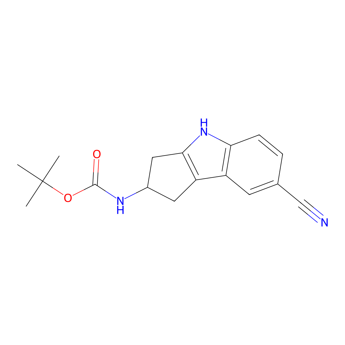 tert-Butyl (7-cyano-1,2,3,4-tetrahydrocyclopenta[b]indol-2-yl)carbamate molecular structure, CAS 1029691-17-5