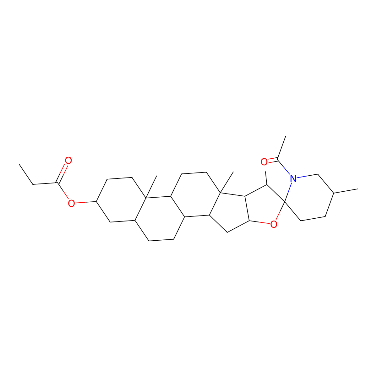 [(1R,2S,4S,5'S,6S,7S,8R,9S,12S,13S,16S,18S)-1'-acetyl-5',7,9,13-tetramethylspiro[5-oxapentacyclo[10.8.0.02,9.04,8.013,18]icosane-6,2'-piperidine]-16-yl] propanoate molecular structure, CAS 1029693-31-9