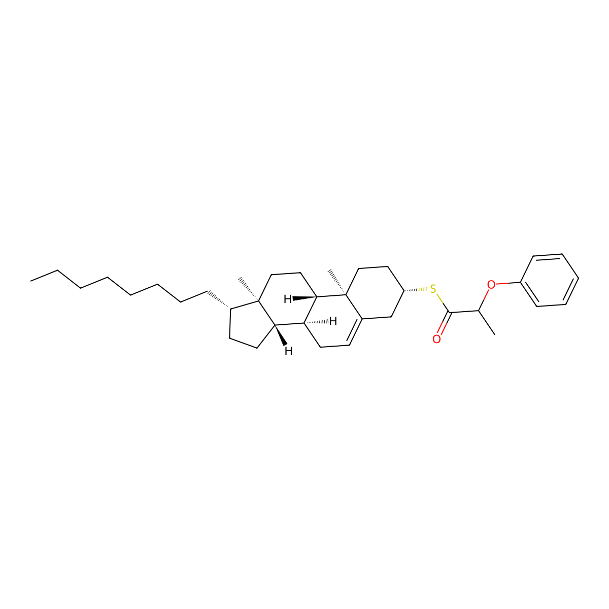 S-[(3S,8S,9S,10R,13R,14S,17S)-10,13-dimethyl-17-octyl-2,3,4,7,8,9,11,12,14,15,16,17-dodecahydro-1H-cyclopenta[a]phenanthren-3-yl] 2-phenoxypropanethioate molecular structure, CAS 1029696-03-4