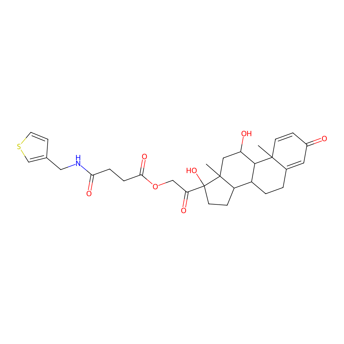 [2-[(8S,9S,10R,11S,13S,14S,17R)-11,17-dihydroxy-10,13-dimethyl-3-oxo-7,8,9,11,12,14,15,16-octahydro-6H-cyclopenta[a]phenanthren-17-yl]-2-oxoethyl] 4-oxo-4-(thiophen-3-ylmethylamino)butanoate molecular structure, CAS 1029696-53-4
