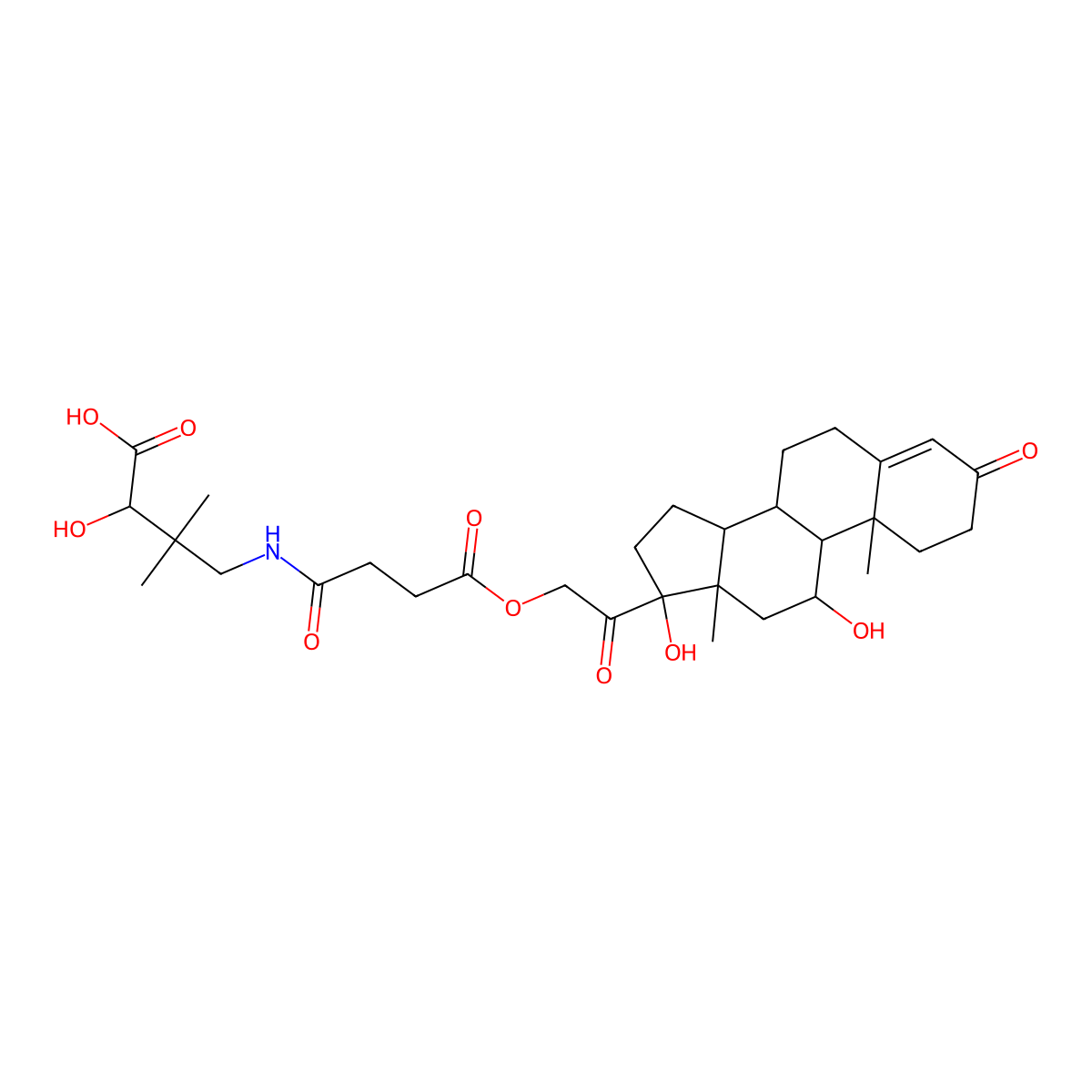 4-[[4-[2-[(8S,9S,10R,11S,13S,14S,17R)-11,17-dihydroxy-10,13-dimethyl-3-oxo-2,6,7,8,9,11,12,14,15,16-decahydro-1H-cyclopenta[a]phenanthren-17-yl]-2-oxoethoxy]-4-oxobutanoyl]amino]-2-hydroxy-3,3-dimethylbutanoic acid molecular structure, CAS 1029697-75-3