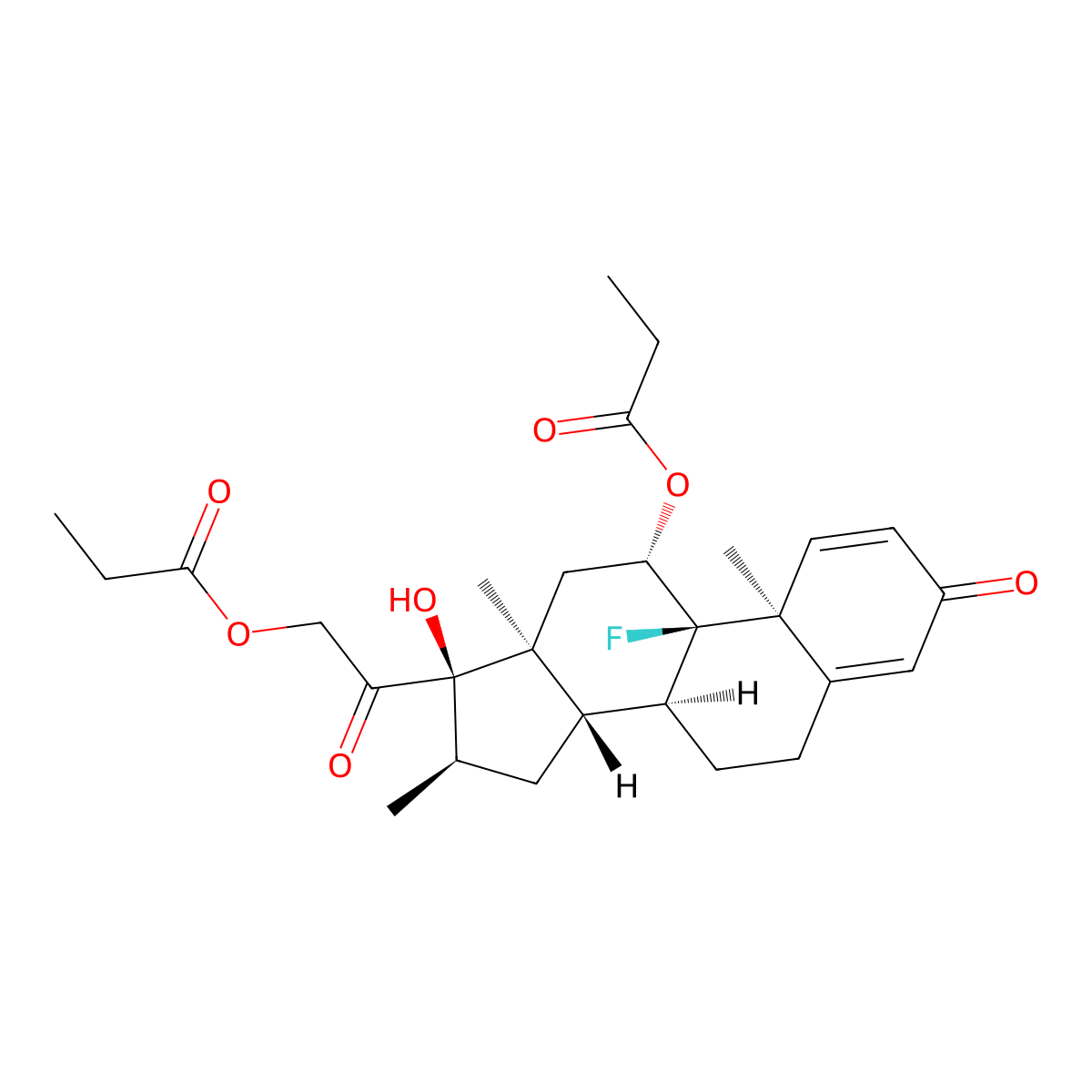 [2-[(8S,9R,10S,11S,13S,14S,16R,17R)-9-fluoro-17-hydroxy-10,13,16-trimethyl-3-oxo-11-propanoyloxy-6,7,8,11,12,14,15,16-octahydrocyclopenta[a]phenanthren-17-yl]-2-oxoethyl] propanoate molecular structure, CAS 1029697-78-6