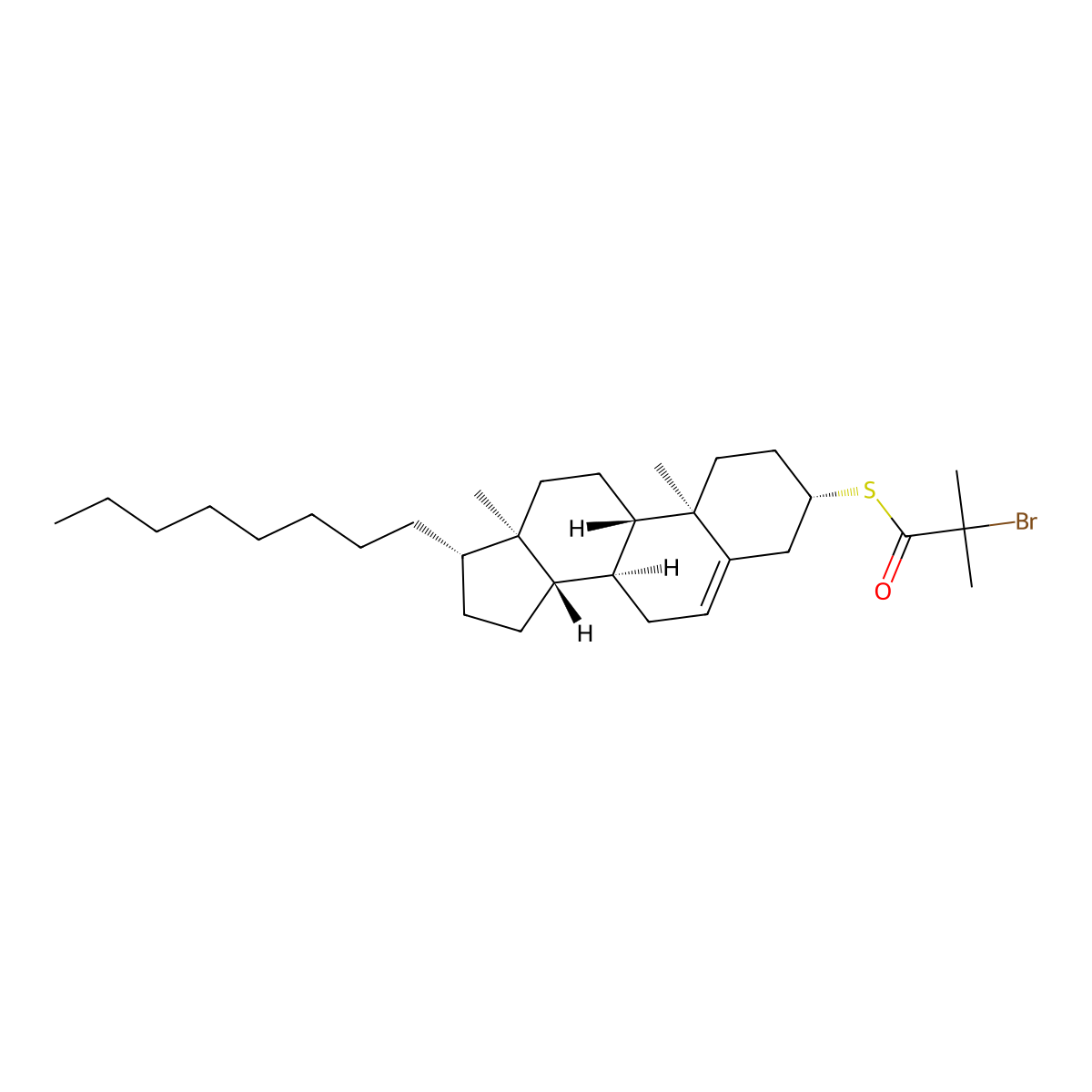 S-[(3S,8S,9S,10R,13R,14S,17S)-10,13-dimethyl-17-octyl-2,3,4,7,8,9,11,12,14,15,16,17-dodecahydro-1H-cyclopenta[a]phenanthren-3-yl] 2-bromo-2-methylpropanethioate molecular structure, CAS 1029697-82-2