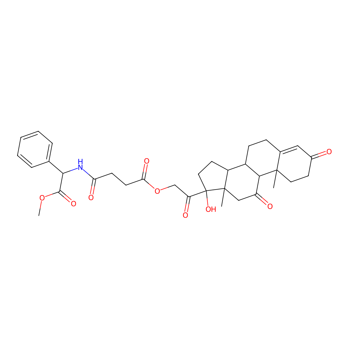 [2-[(8S,9S,10R,13S,14S,17R)-17-hydroxy-10,13-dimethyl-3,11-dioxo-1,2,6,7,8,9,12,14,15,16-decahydrocyclopenta[a]phenanthren-17-yl]-2-oxoethyl] 4-[(2-methoxy-2-oxo-1-phenylethyl)amino]-4-oxobutanoate molecular structure, CAS 1029698-01-8