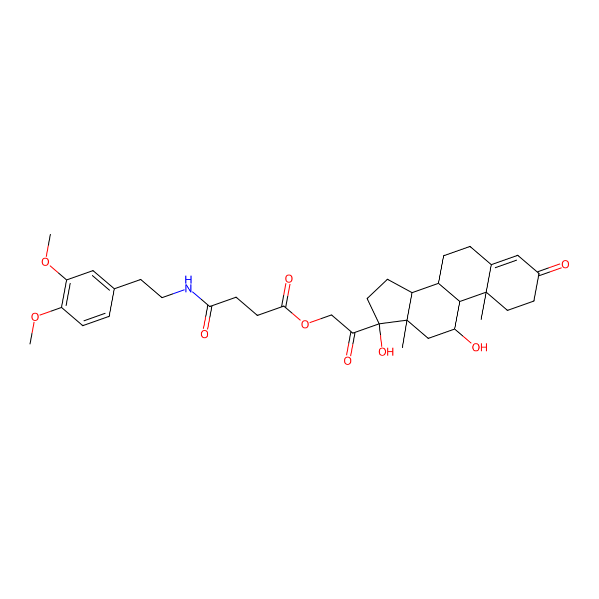 [2-[(8S,9S,10R,11S,13S,14S,17R)-11,17-dihydroxy-10,13-dimethyl-3-oxo-2,6,7,8,9,11,12,14,15,16-decahydro-1H-cyclopenta[a]phenanthren-17-yl]-2-oxoethyl] 4-[2-(3,4-dimethoxyphenyl)ethylamino]-4-oxobutanoate molecular structure, CAS 1029698-08-5