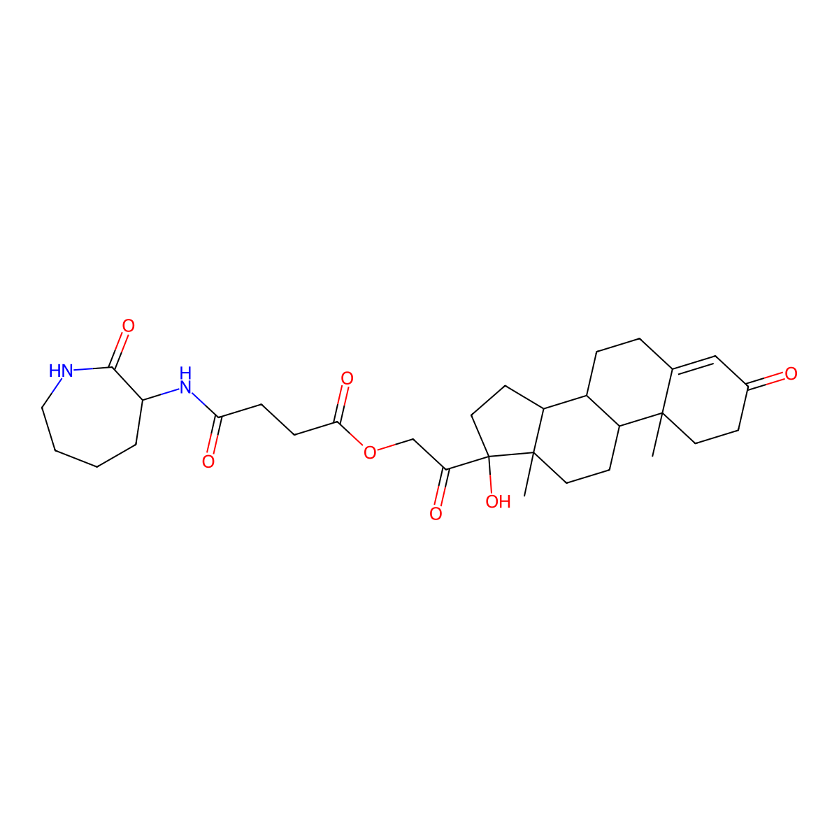 [2-[(8R,9S,10R,13S,14S,17R)-17-hydroxy-10,13-dimethyl-3-oxo-2,6,7,8,9,11,12,14,15,16-decahydro-1H-cyclopenta[a]phenanthren-17-yl]-2-oxoethyl] 4-oxo-4-[[(3S)-2-oxoazepan-3-yl]amino]butanoate molecular structure, CAS 1029698-13-2