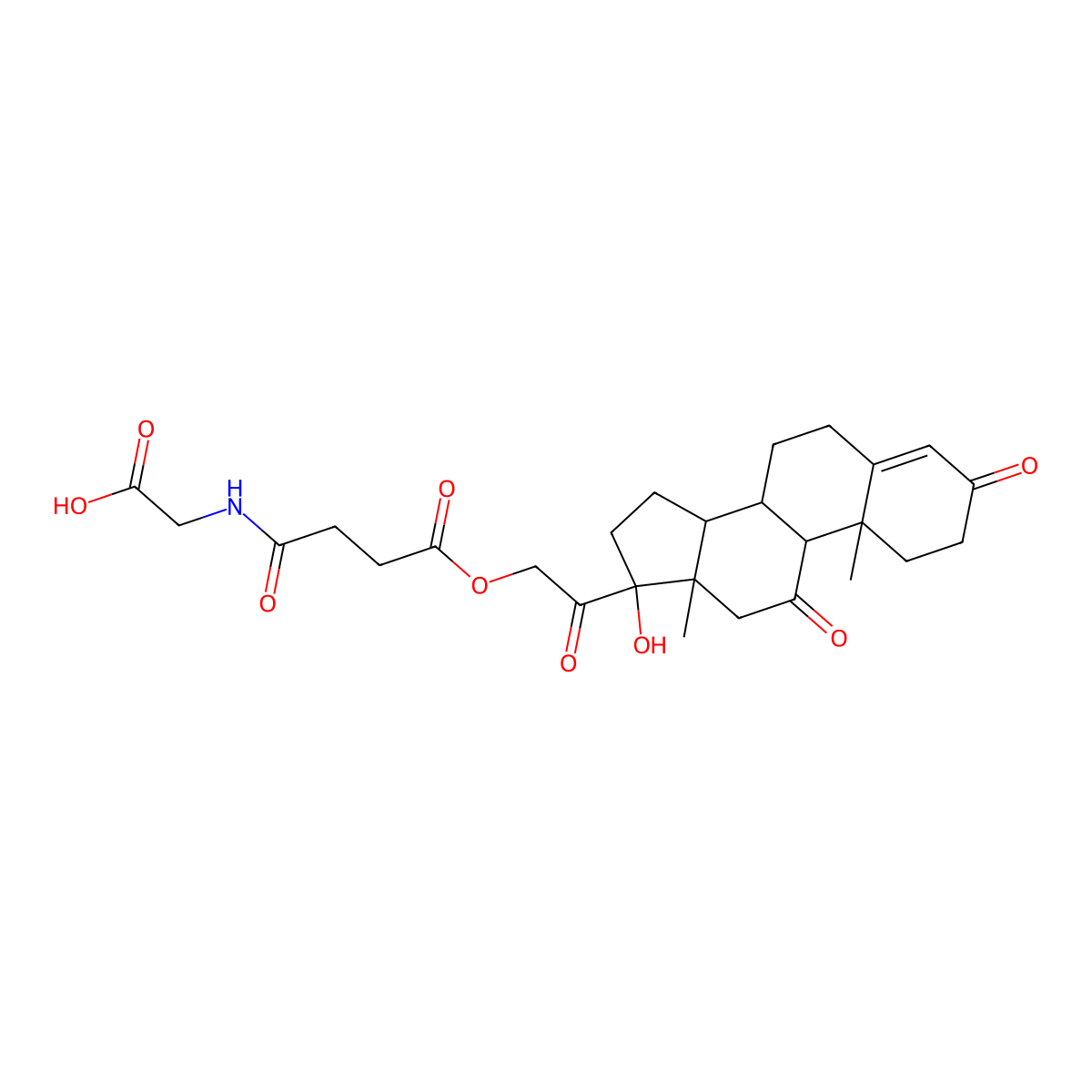 2-[[4-[2-[(8S,9S,10R,13S,14S,17R)-17-hydroxy-10,13-dimethyl-3,11-dioxo-1,2,6,7,8,9,12,14,15,16-decahydrocyclopenta[a]phenanthren-17-yl]-2-oxoethoxy]-4-oxobutanoyl]amino]acetic acid molecular structure, CAS 1029698-57-4