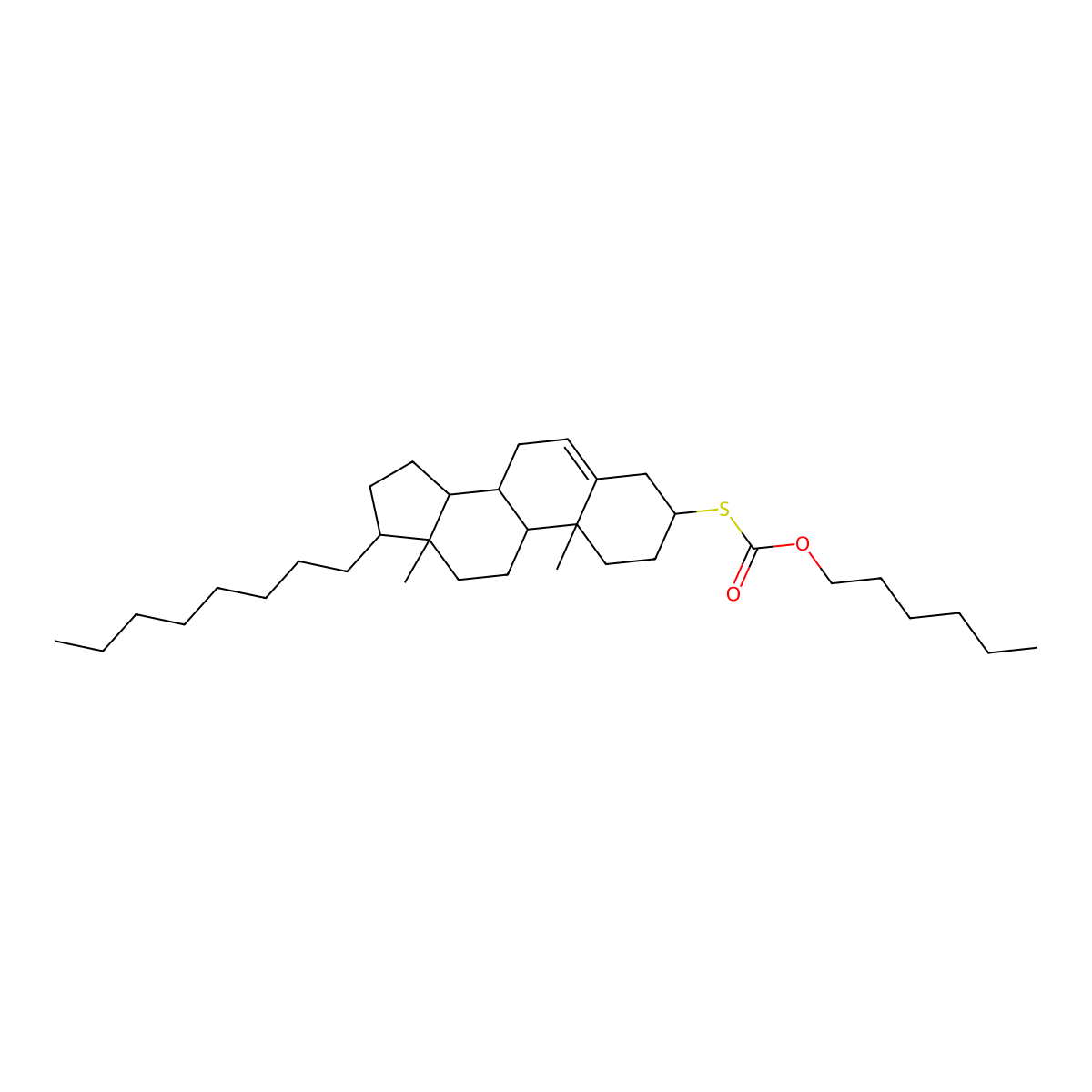 hexyl [(3S,8S,9S,10R,13R,14S,17S)-10,13-dimethyl-17-octyl-2,3,4,7,8,9,11,12,14,15,16,17-dodecahydro-1H-cyclopenta[a]phenanthren-3-yl]sulfanylformate molecular structure, CAS 1029698-74-5