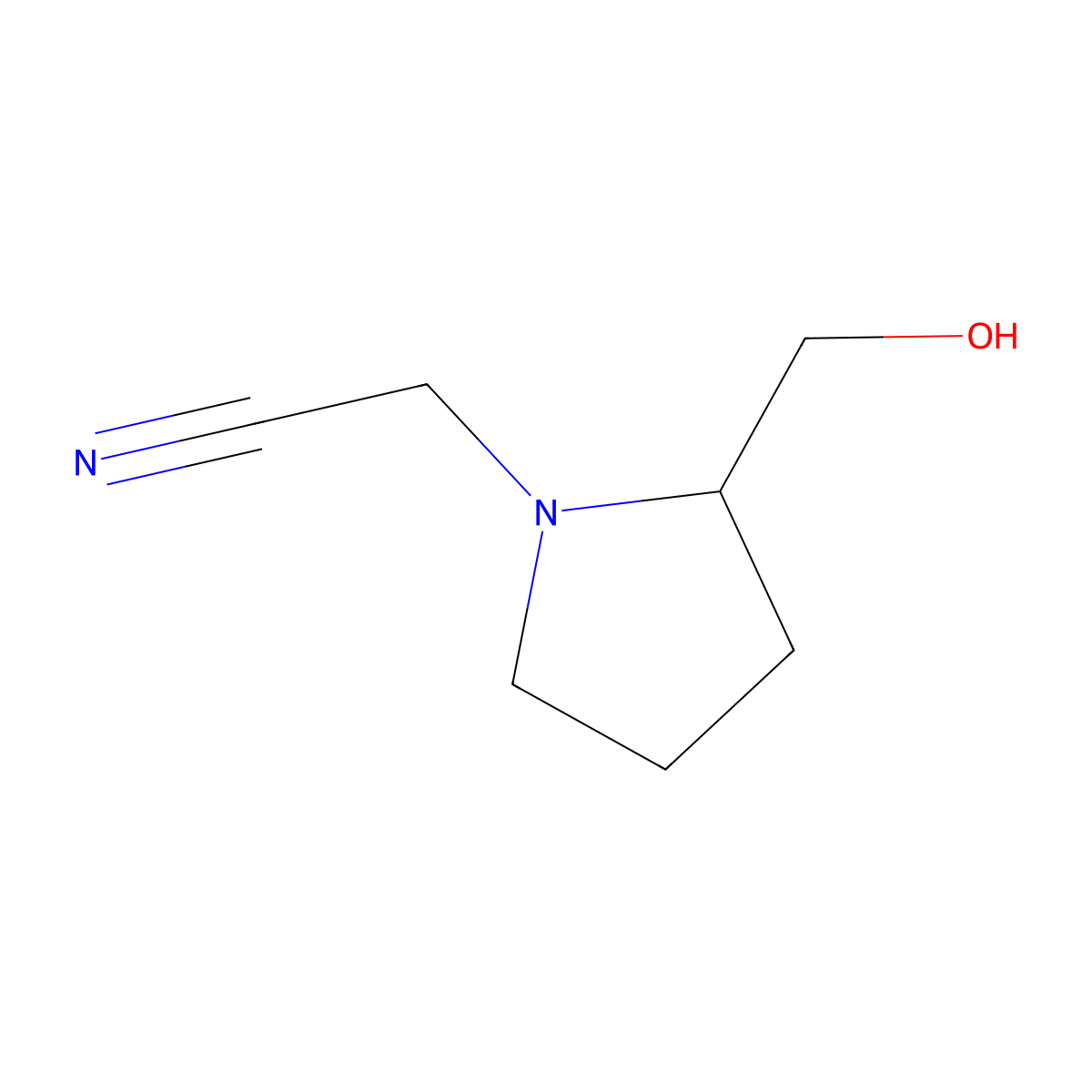 2-[2-(Hydroxymethyl)pyrrolidin-1-yl]acetonitrile molecular structure, CAS 1029698-92-7