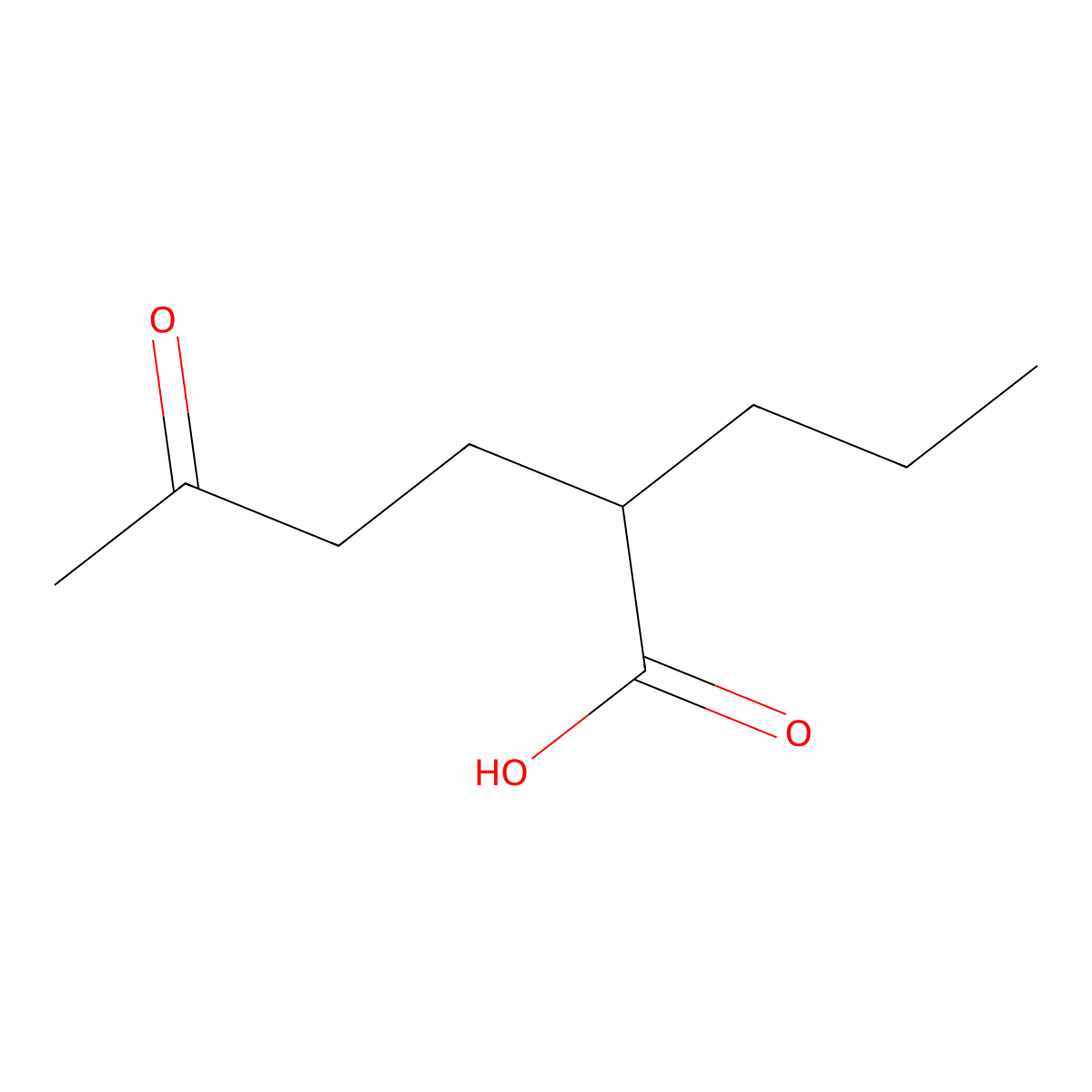 5-Oxo-2-propylhexanoic acid molecular structure, CAS 10297-76-4
