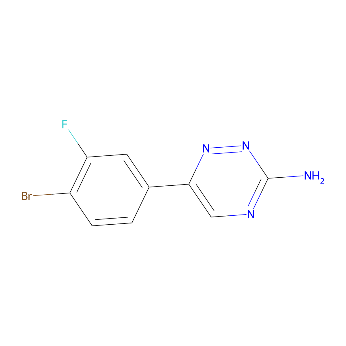6-(4-Bromo-3-fluorophenyl)-1,2,4-triazin-3-amine molecular structure, CAS 1029714-84-8