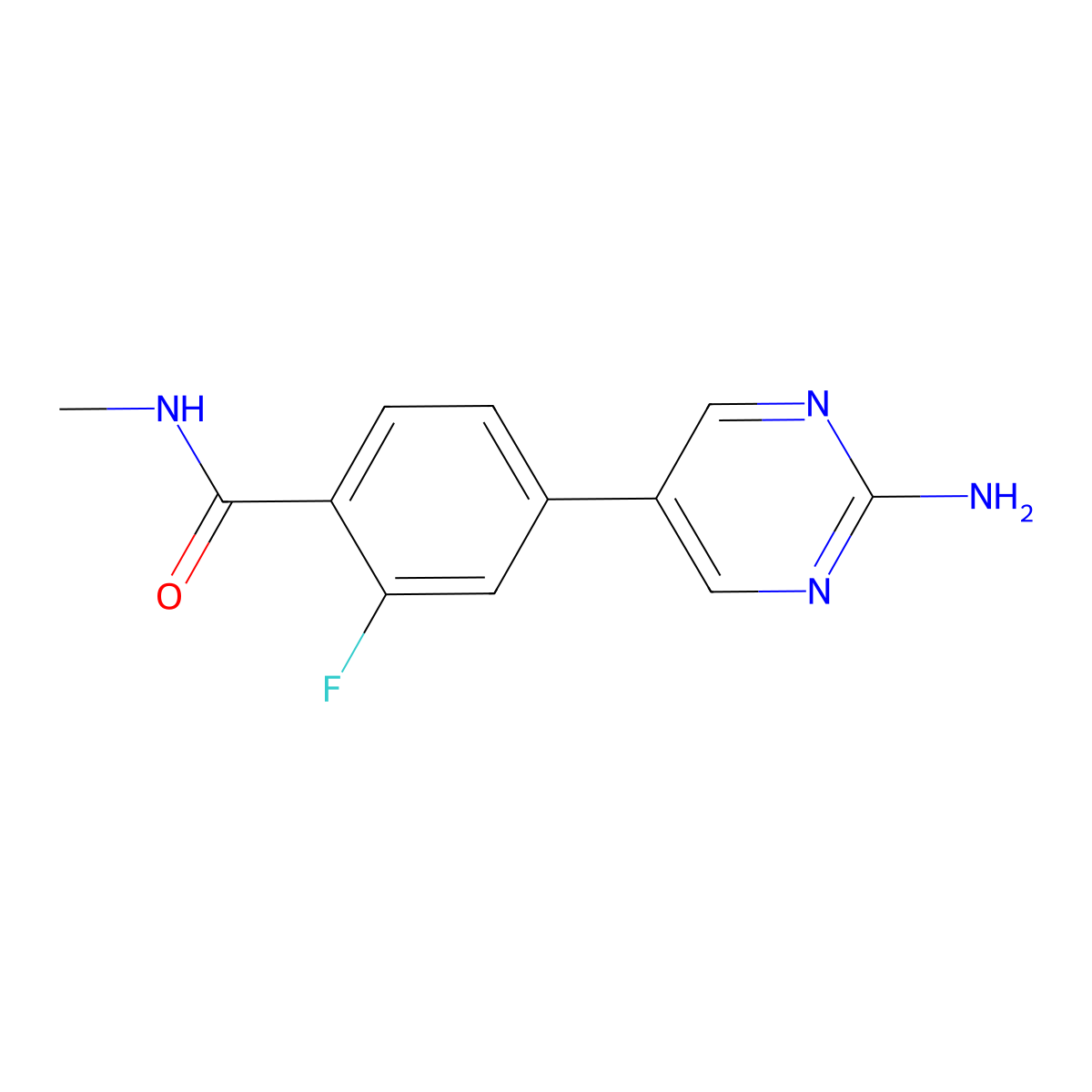 4-(2-aminopyrimidin-5-yl)-2-fluoro-N-methylbenzamide molecular structure, CAS 1029714-90-6