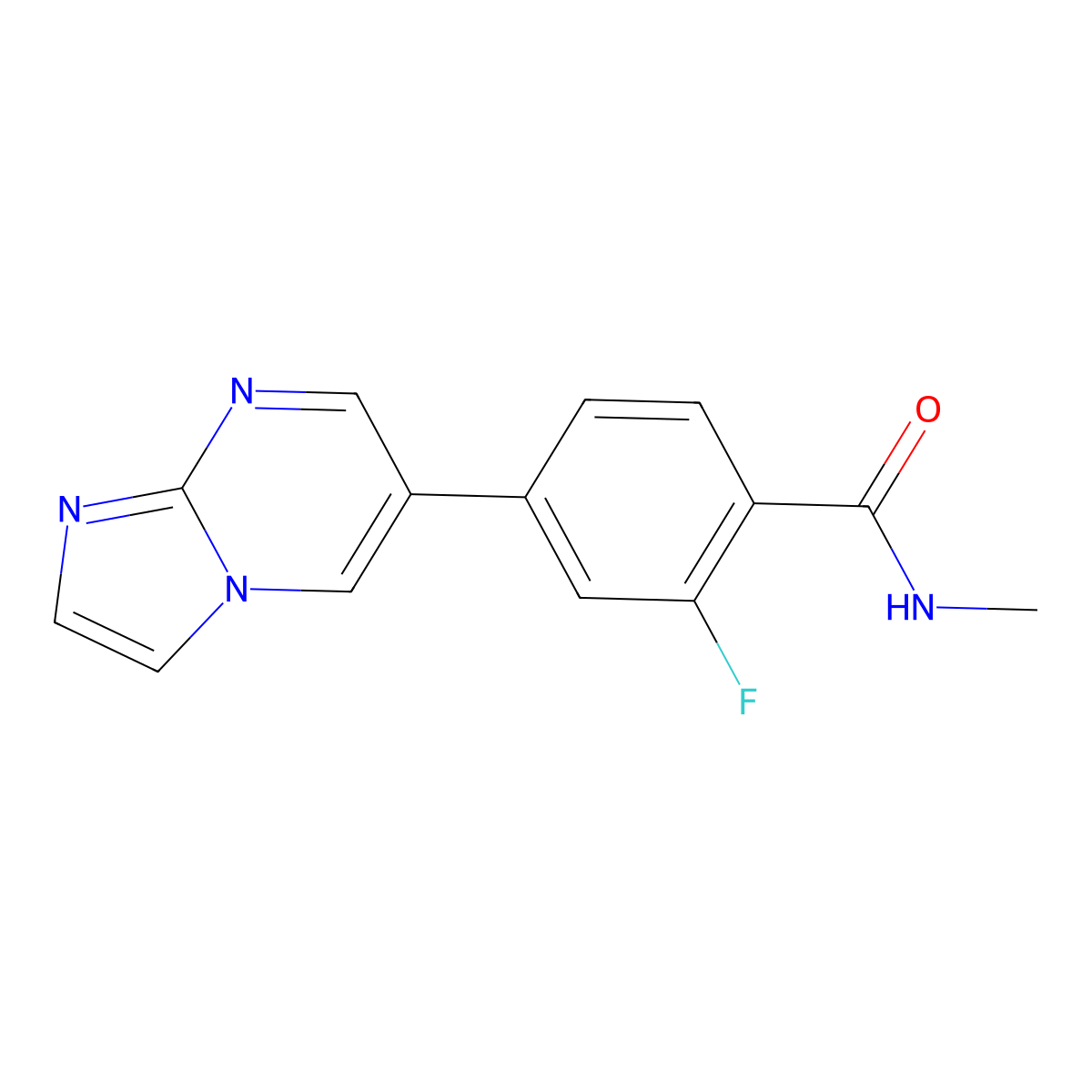 2-fluoro-4-imidazo[1,2-a]pyrimidin-6-yl-N-methylbenzamide molecular structure, CAS 1029714-91-7