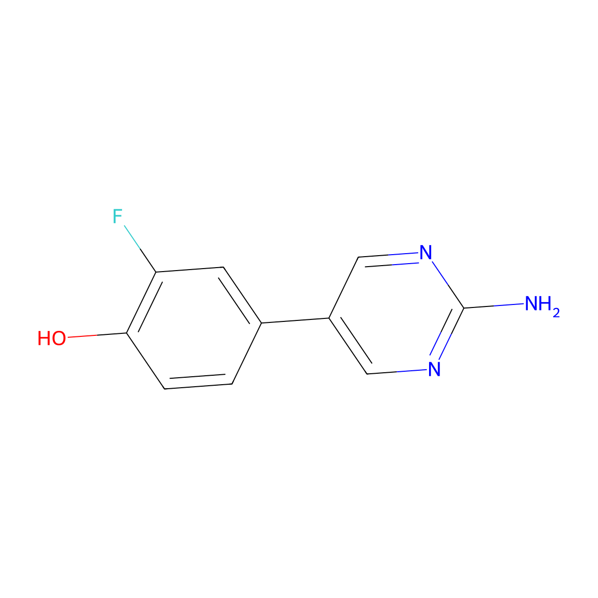 4-(2-Aminopyrimidin-5-yl)-2-fluorophenol molecular structure, CAS 1029715-05-6