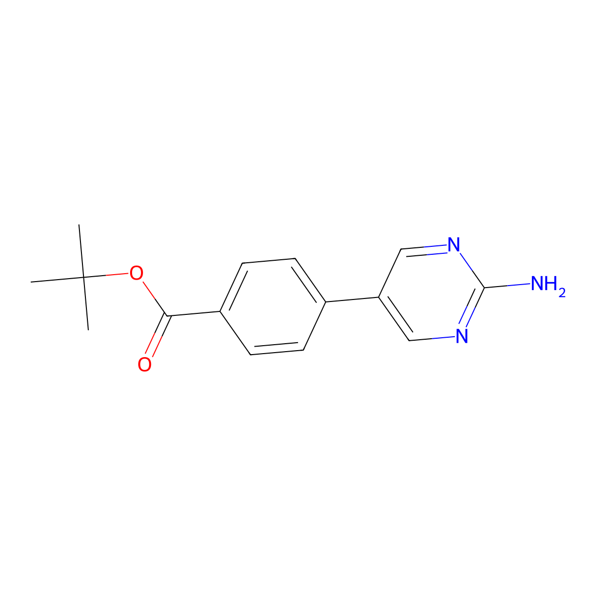 Tert-butyl 4-(2-aminopyrimidin-5-yl)benzoate molecular structure, CAS 1029715-16-9