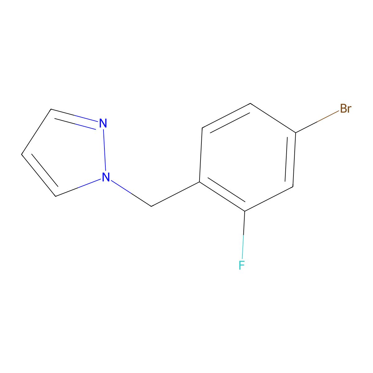1-[(4-Bromo-2-fluorophenyl)methyl]-1H-pyrazole molecular structure, CAS 1029715-40-9
